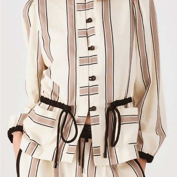 Dress To Park Stripe Linen Print Jacket with Black Accents NWT - Picture 2 of 13